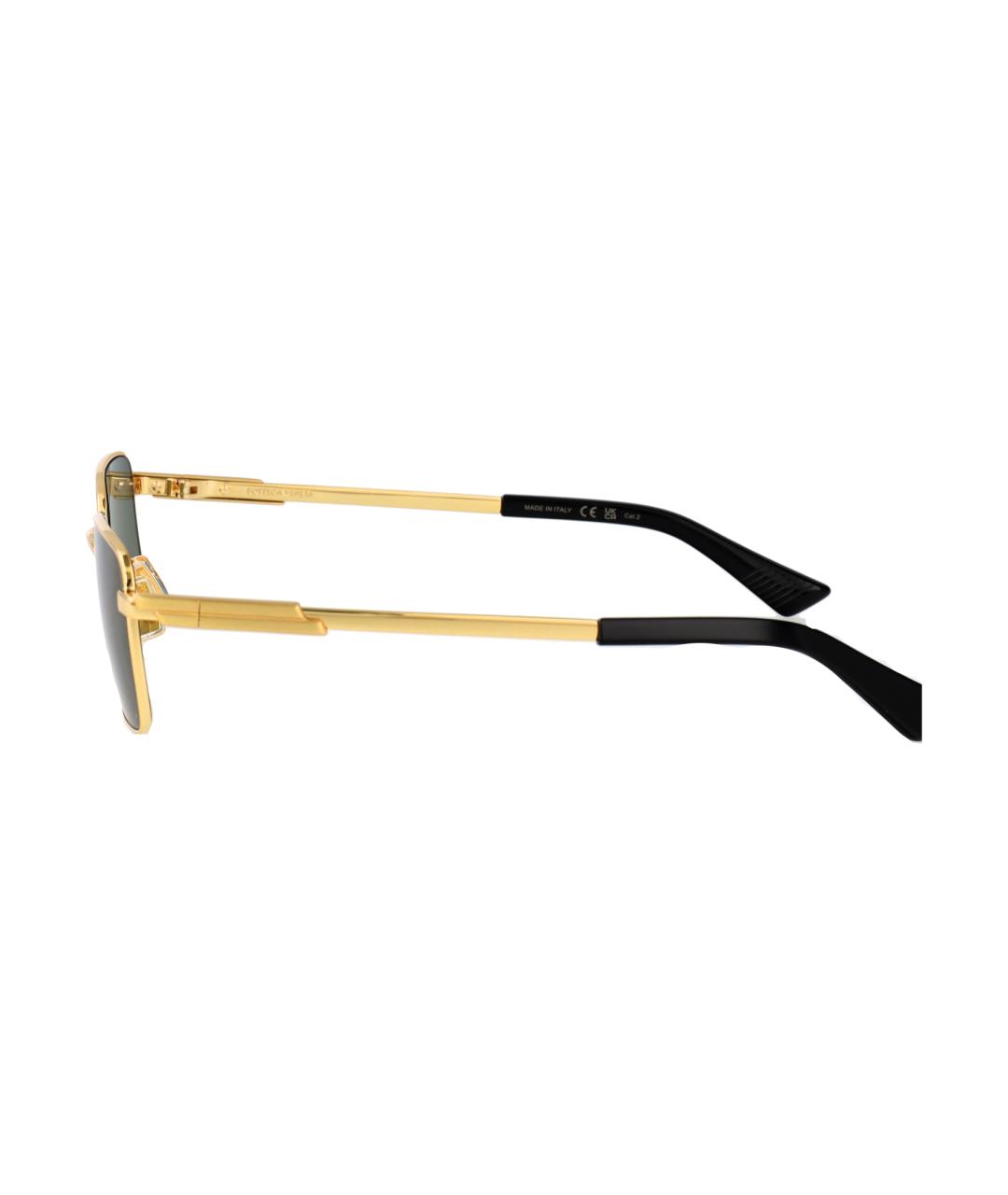 BOTTEGA VENETA Золотые металлические солнцезащитные очки, фото 3