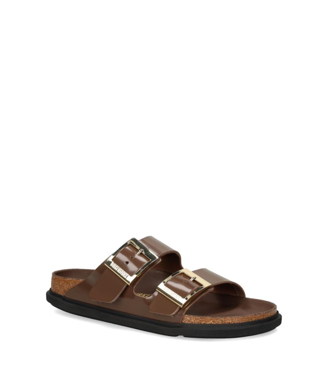 BIRKENSTOCK Коричневые кожаные сандалии, фото 4
