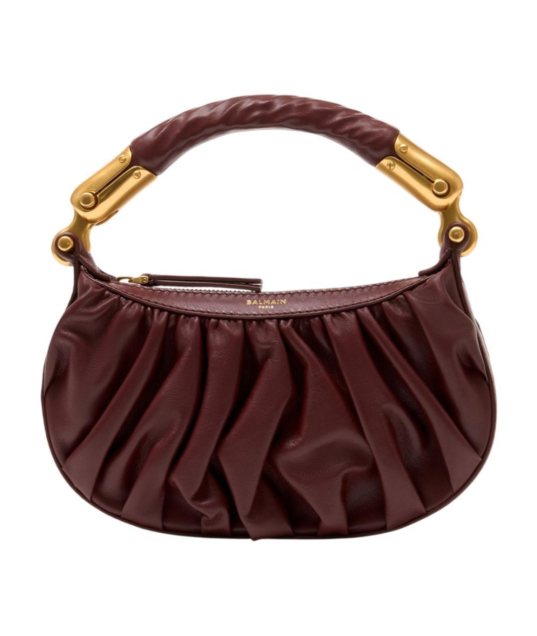 BALMAIN Коричневая кожаная сумка с короткими ручками, фото 1