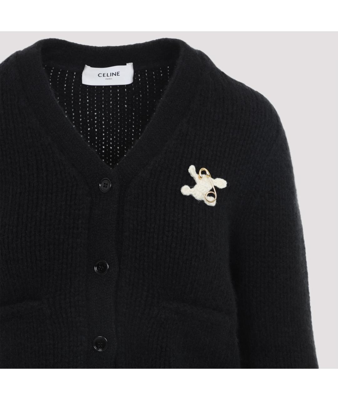 CELINE Черный кашемировый кардиган, фото 4