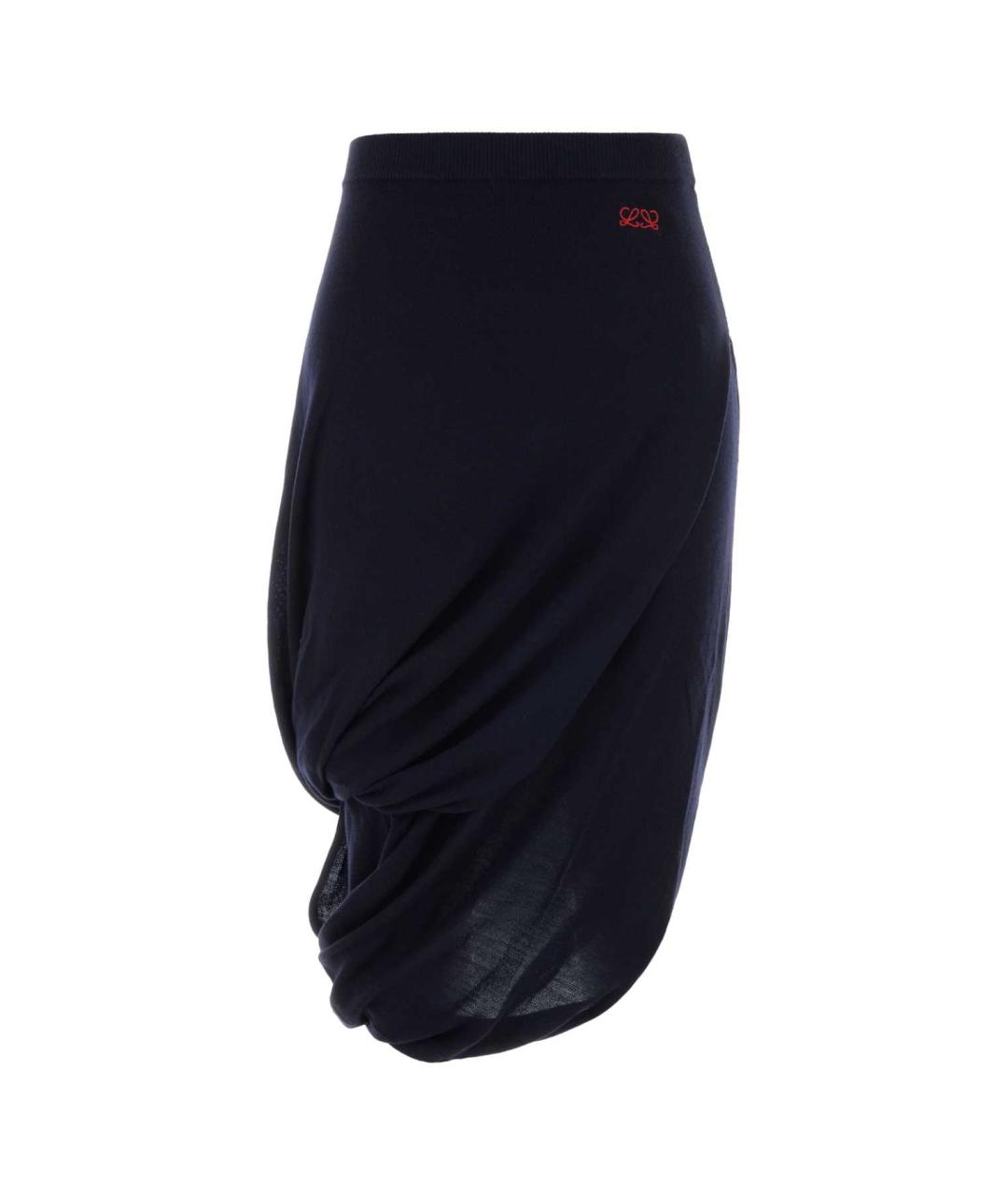 LOEWE Темно-синяя шерстяная юбка миди, фото 1