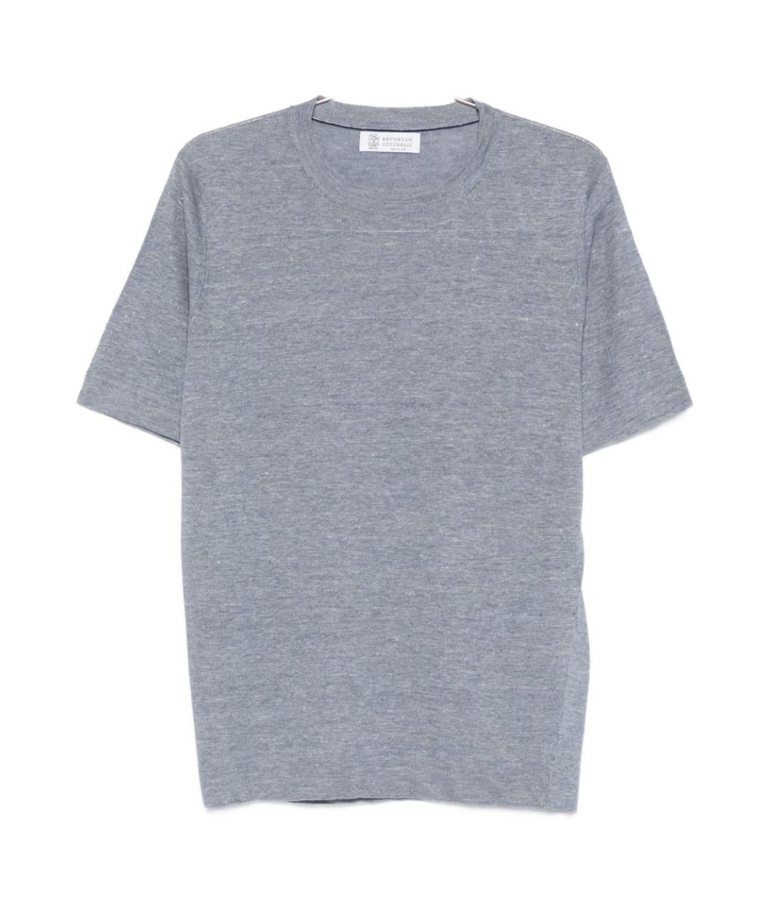 BRUNELLO CUCINELLI Голубая хлопковая футболка, фото 1