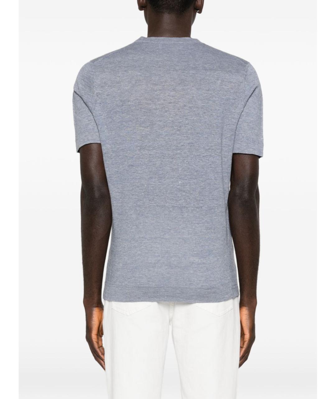 BRUNELLO CUCINELLI Голубая хлопковая футболка, фото 5