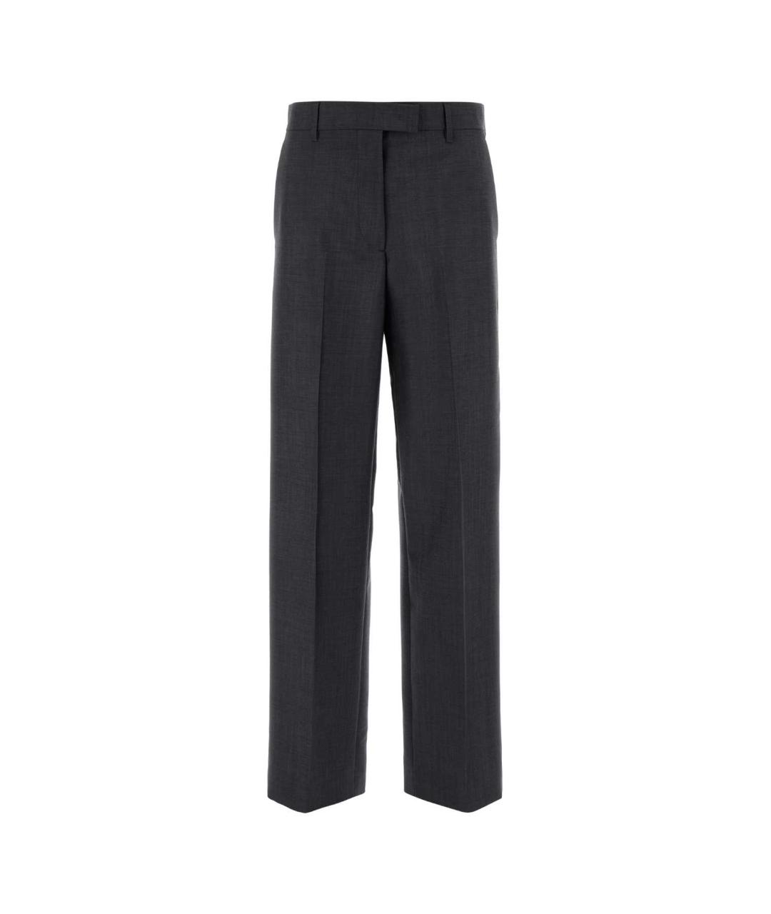 MIU MIU Серые шерстяные прямые брюки, фото 1