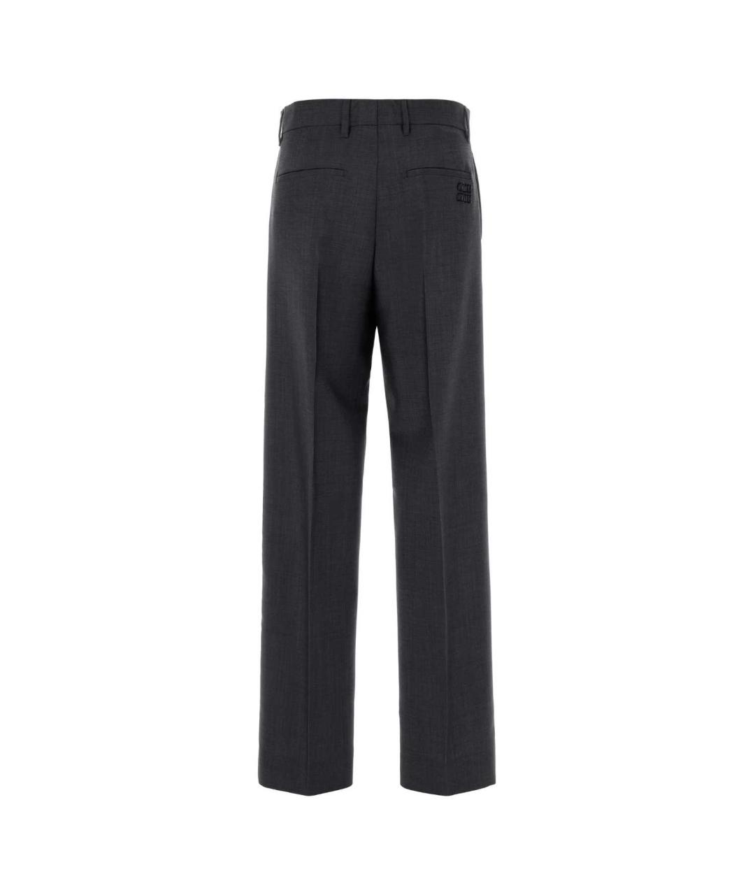 MIU MIU Серые шерстяные прямые брюки, фото 2