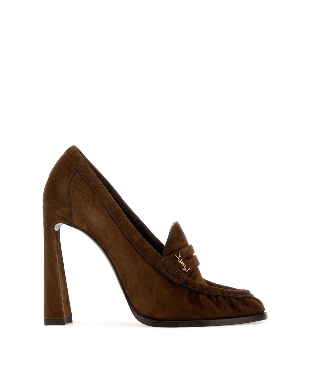 SAINT LAURENT Коричневые кожаные туфли, фото 1