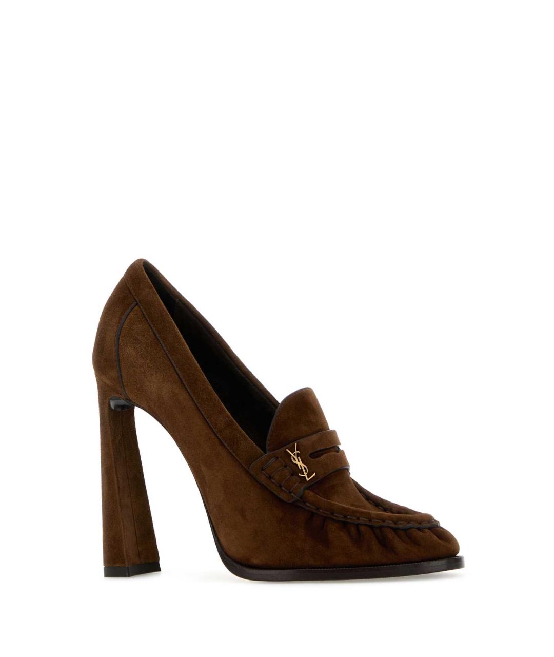 SAINT LAURENT Коричневые кожаные туфли, фото 2