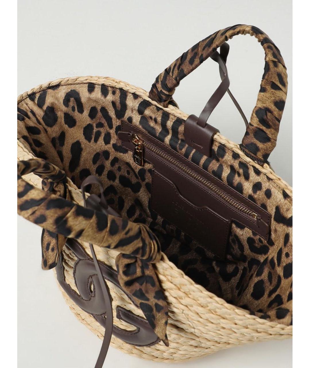 DOLCE&GABBANA Бежевая пелетеная сумка с короткими ручками, фото 4