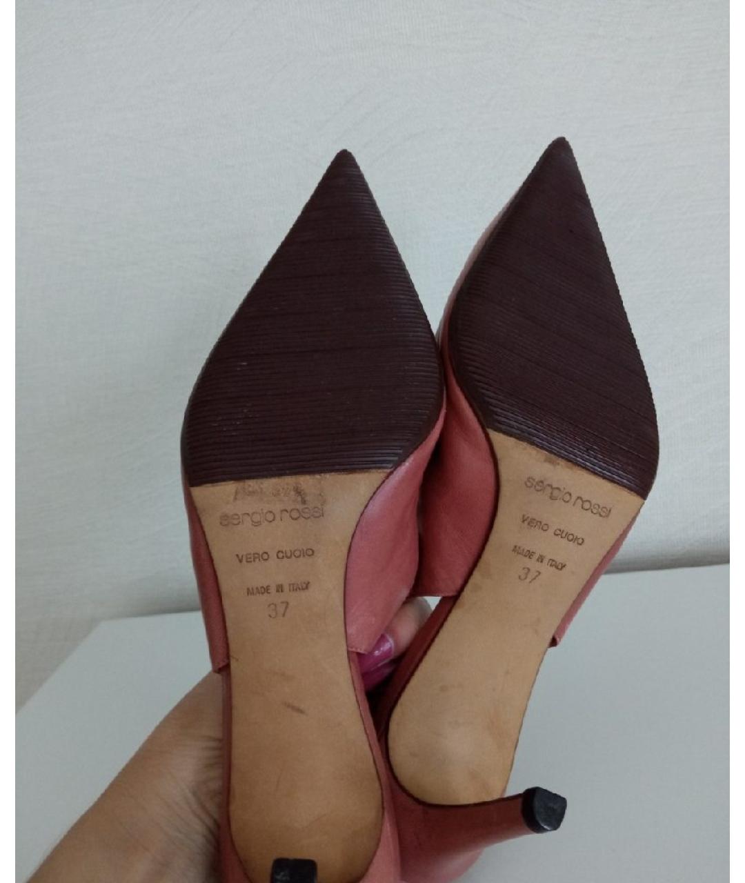 SERGIO ROSSI Розовые кожаные туфли, фото 5