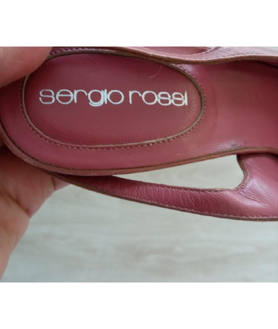 SERGIO ROSSI Розовые кожаные туфли, фото 4