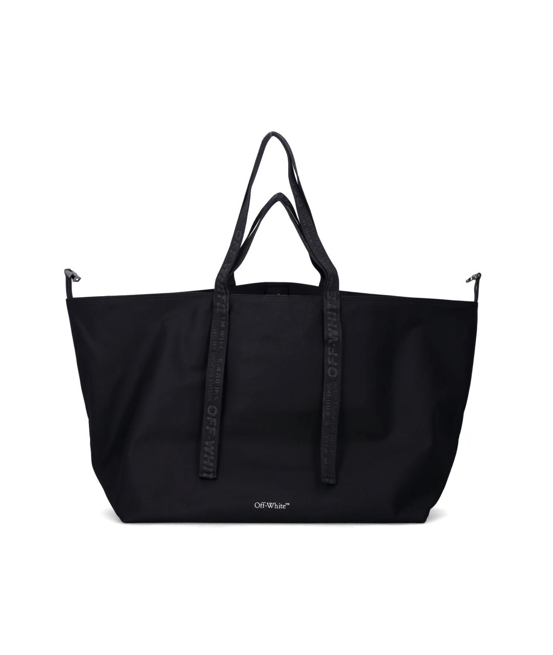 OFF-WHITE Черная синтетическая сумка тоут, фото 3