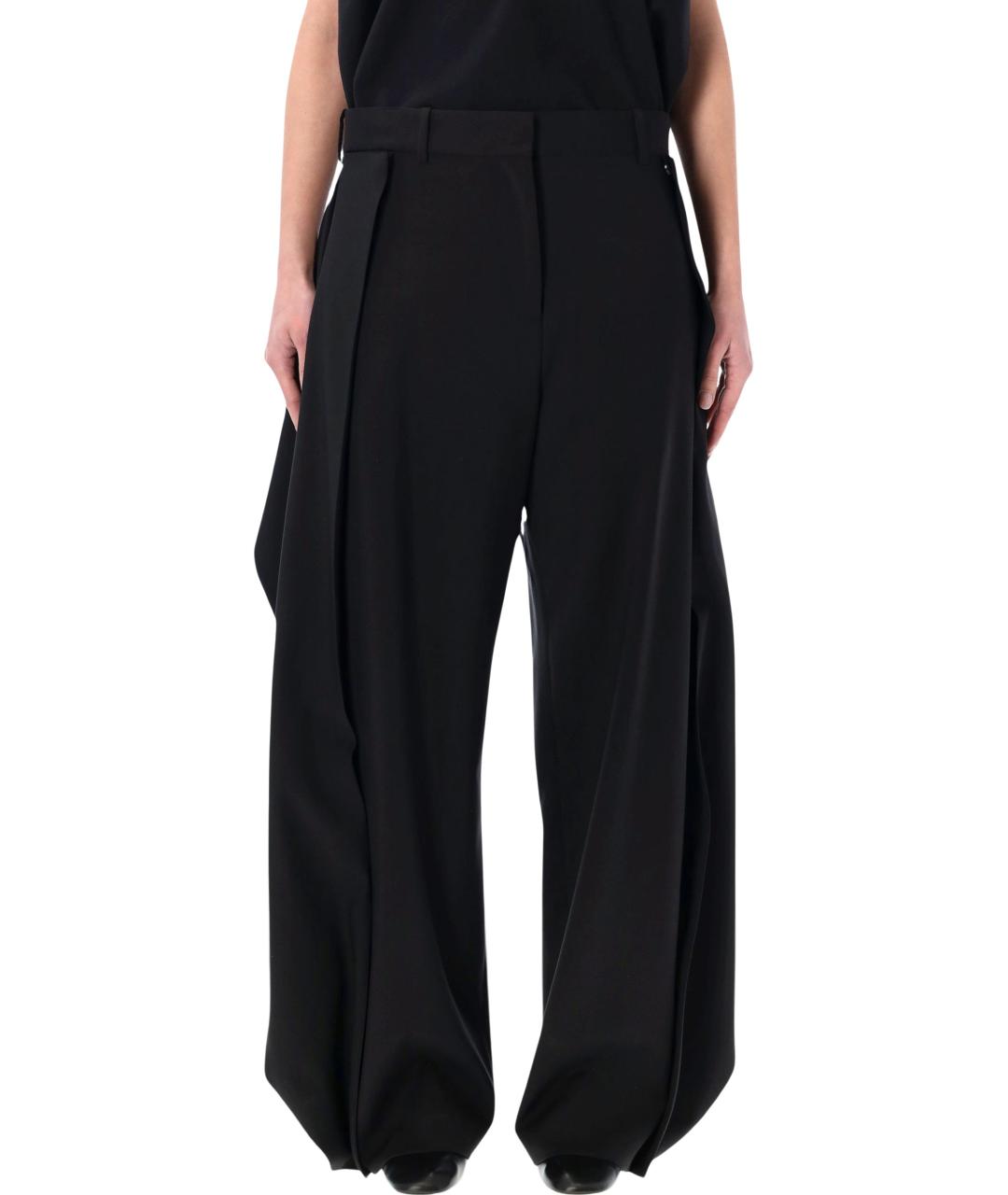 LOEWE Черные шерстяные прямые брюки, фото 1