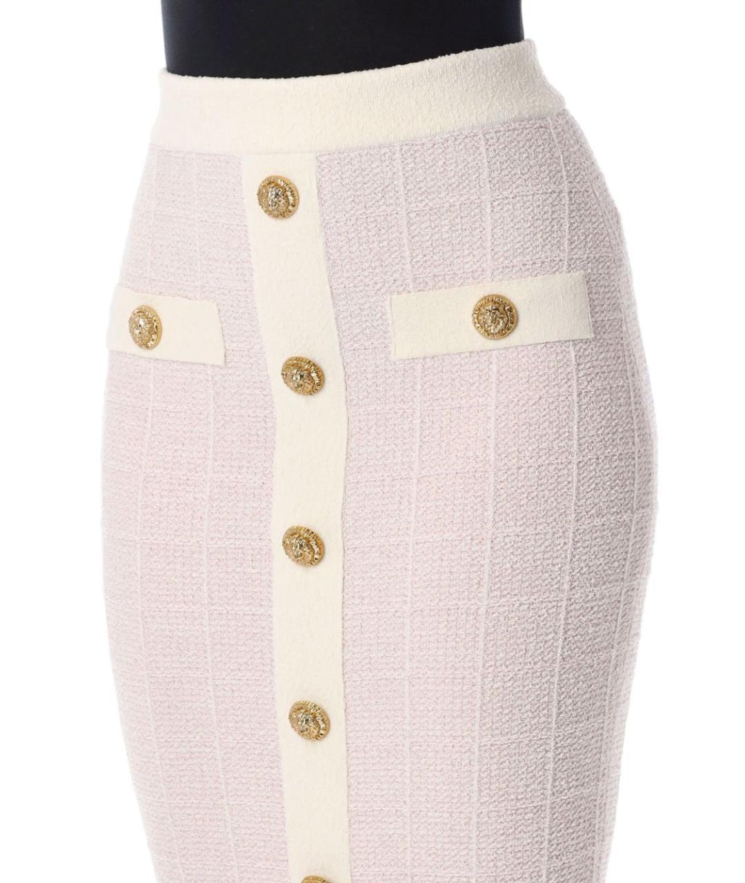 BALMAIN Розовая хлопковая юбка миди, фото 3