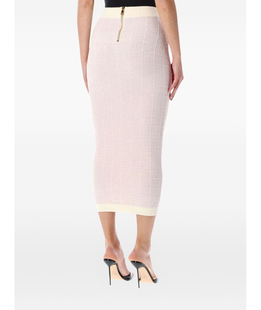 BALMAIN Розовая хлопковая юбка миди, фото 2