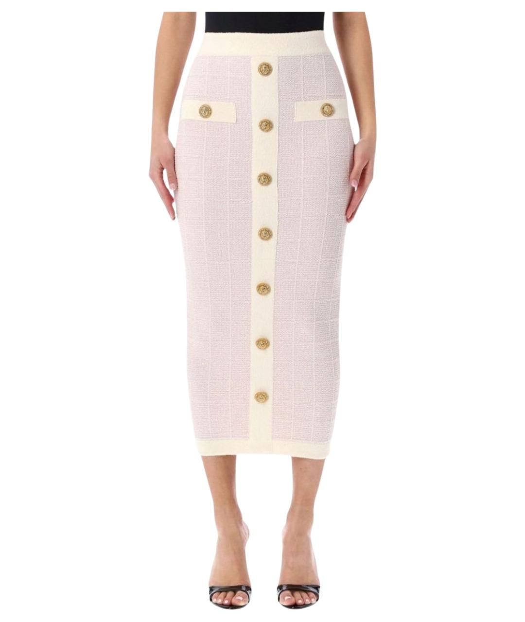BALMAIN Розовая хлопковая юбка миди, фото 1