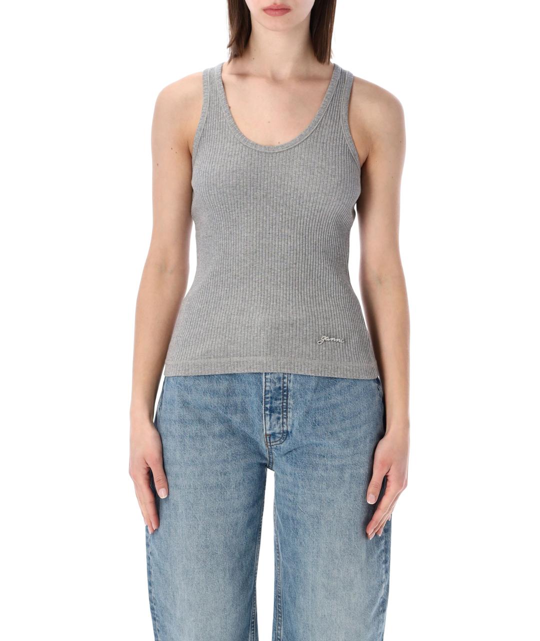 GANNI Хлопковая майка, фото 4