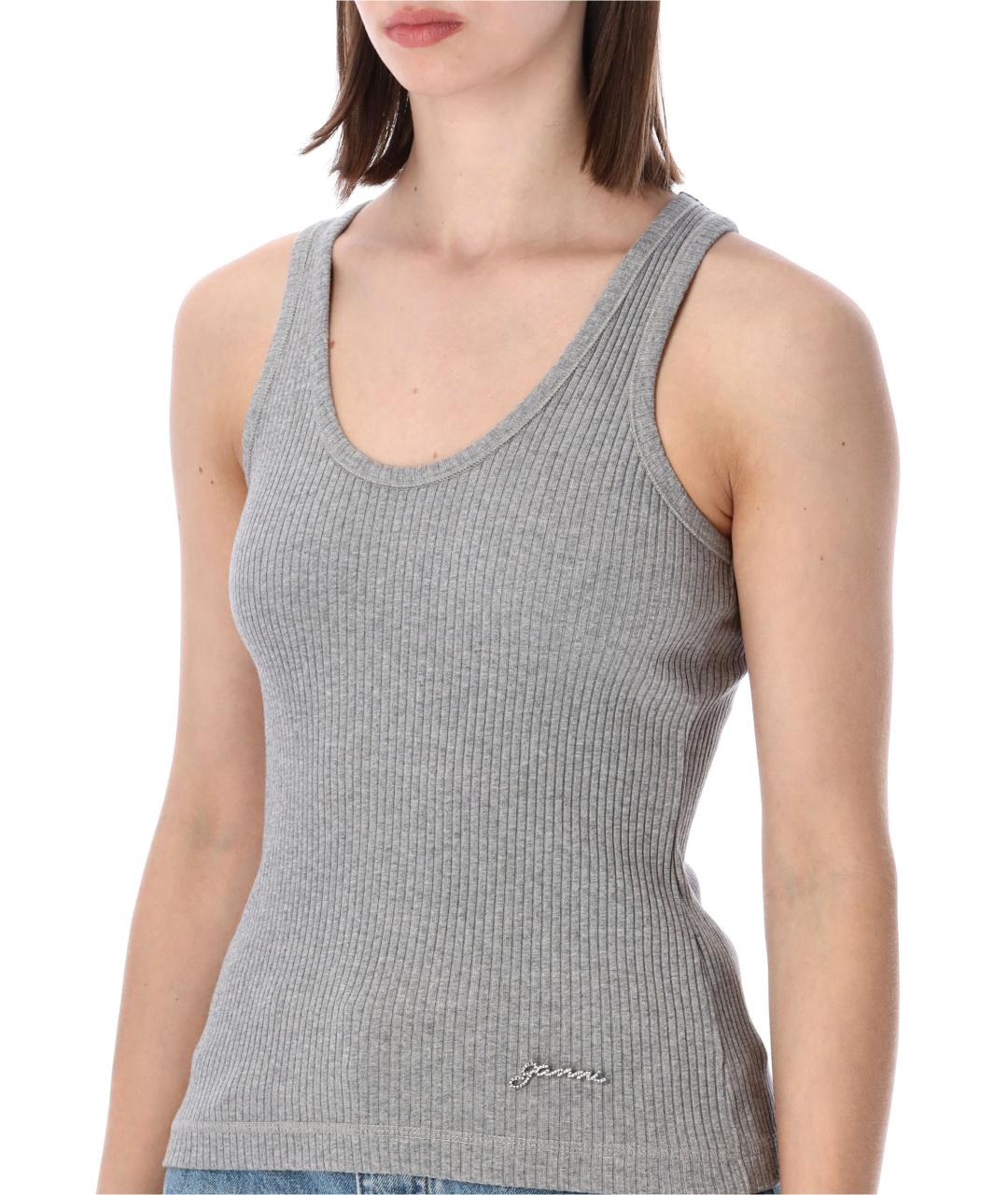 GANNI Хлопковая майка, фото 3