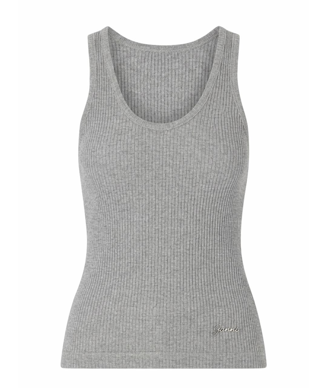 GANNI Хлопковая майка, фото 1