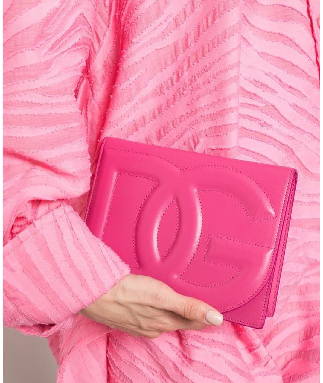 DOLCE&GABBANA Розовая кожаная сумка через плечо, фото 2