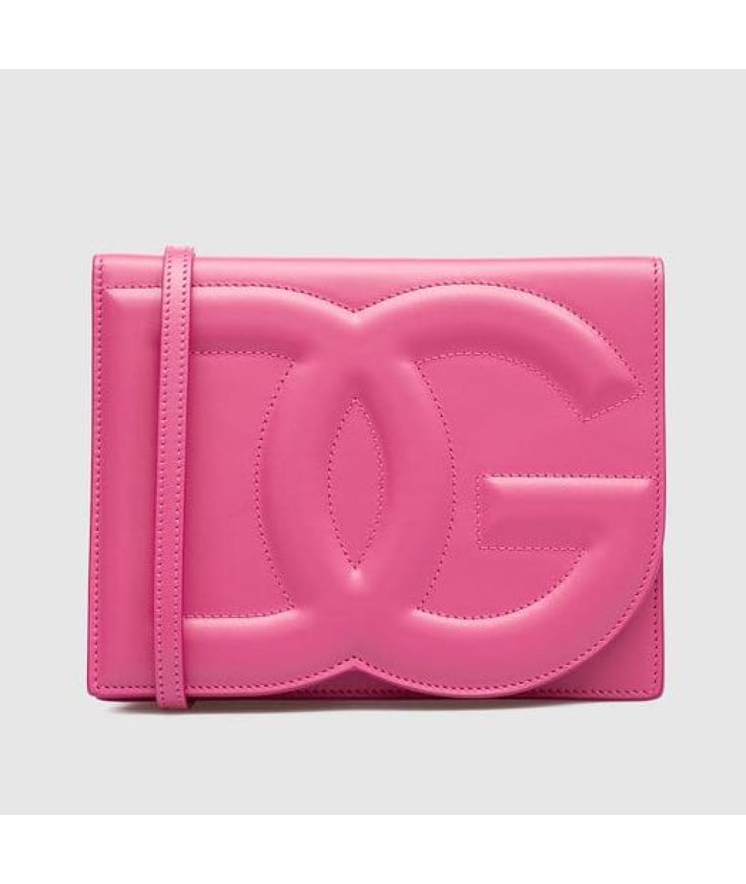 DOLCE&GABBANA Розовая кожаная сумка через плечо, фото 5