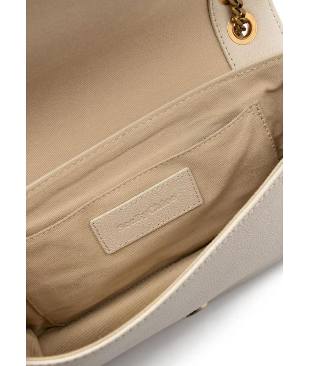 SEE BY CHLOE Бежевая кожаная сумка через плечо, фото 4