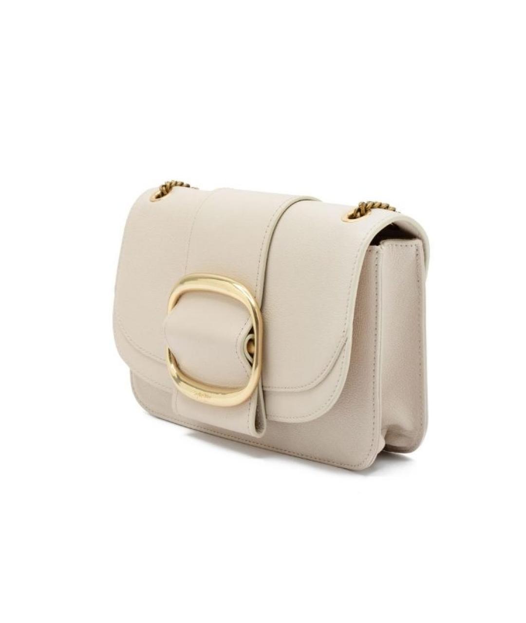 SEE BY CHLOE Бежевая кожаная сумка через плечо, фото 5