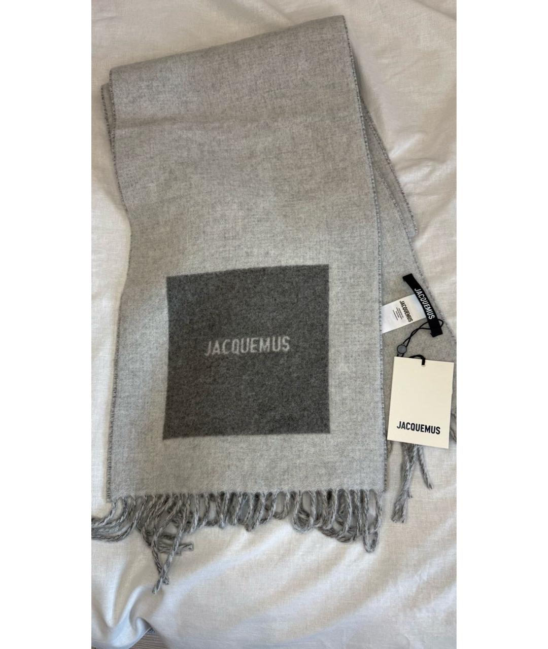 JACQUEMUS Серый шерстяной шарф, фото 5