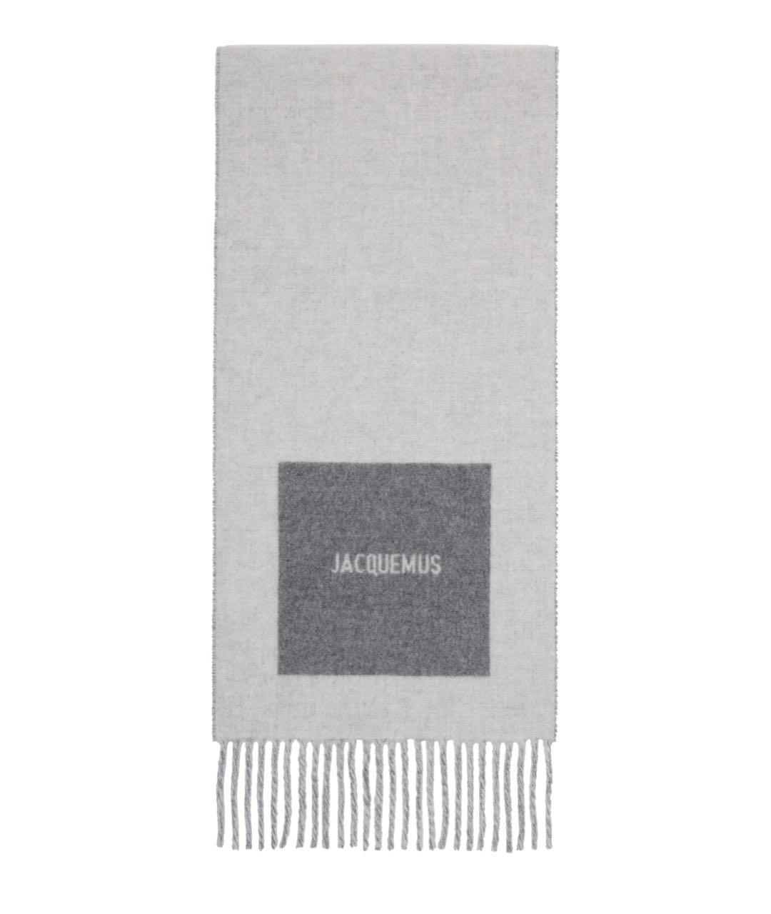 JACQUEMUS Серый шерстяной шарф, фото 1