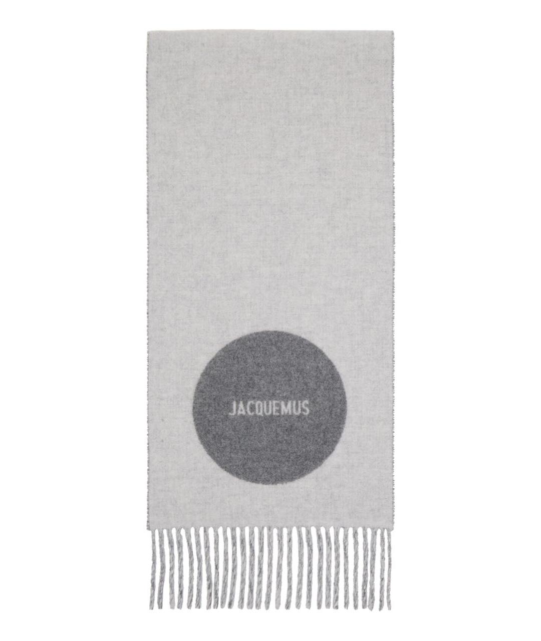 JACQUEMUS Серый шерстяной шарф, фото 2