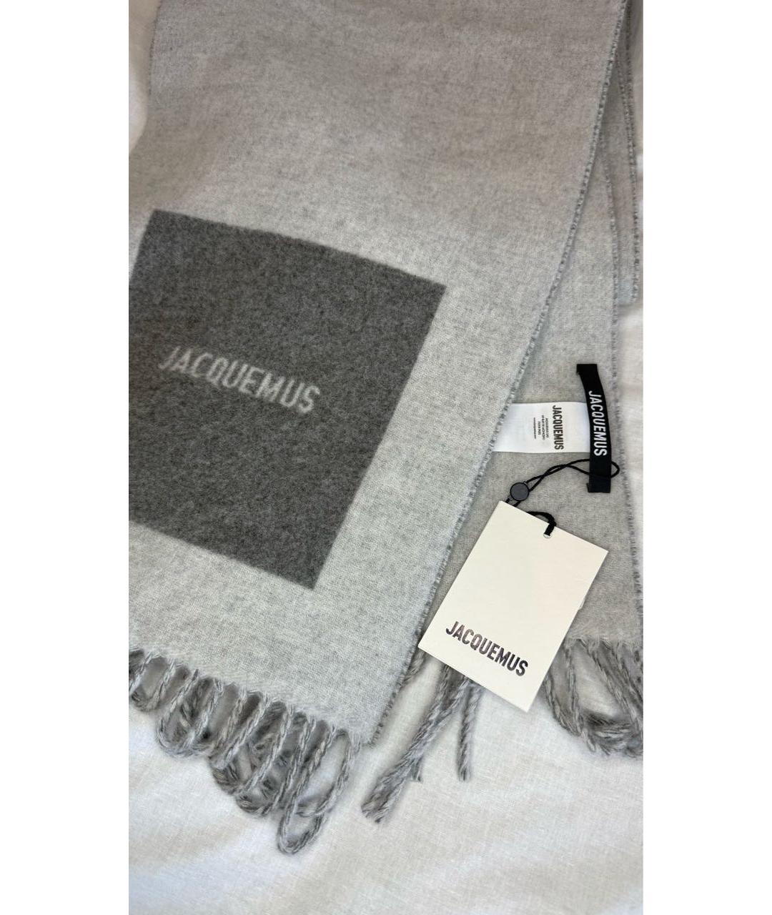 JACQUEMUS Серый шерстяной шарф, фото 3