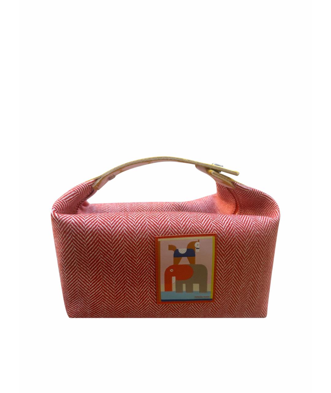 HERMES Красная тканевая косметичка, фото 1