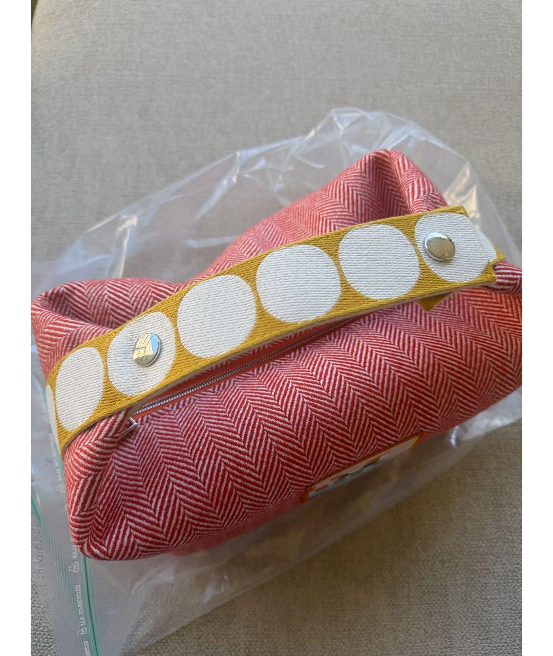 HERMES Красная тканевая косметичка, фото 2