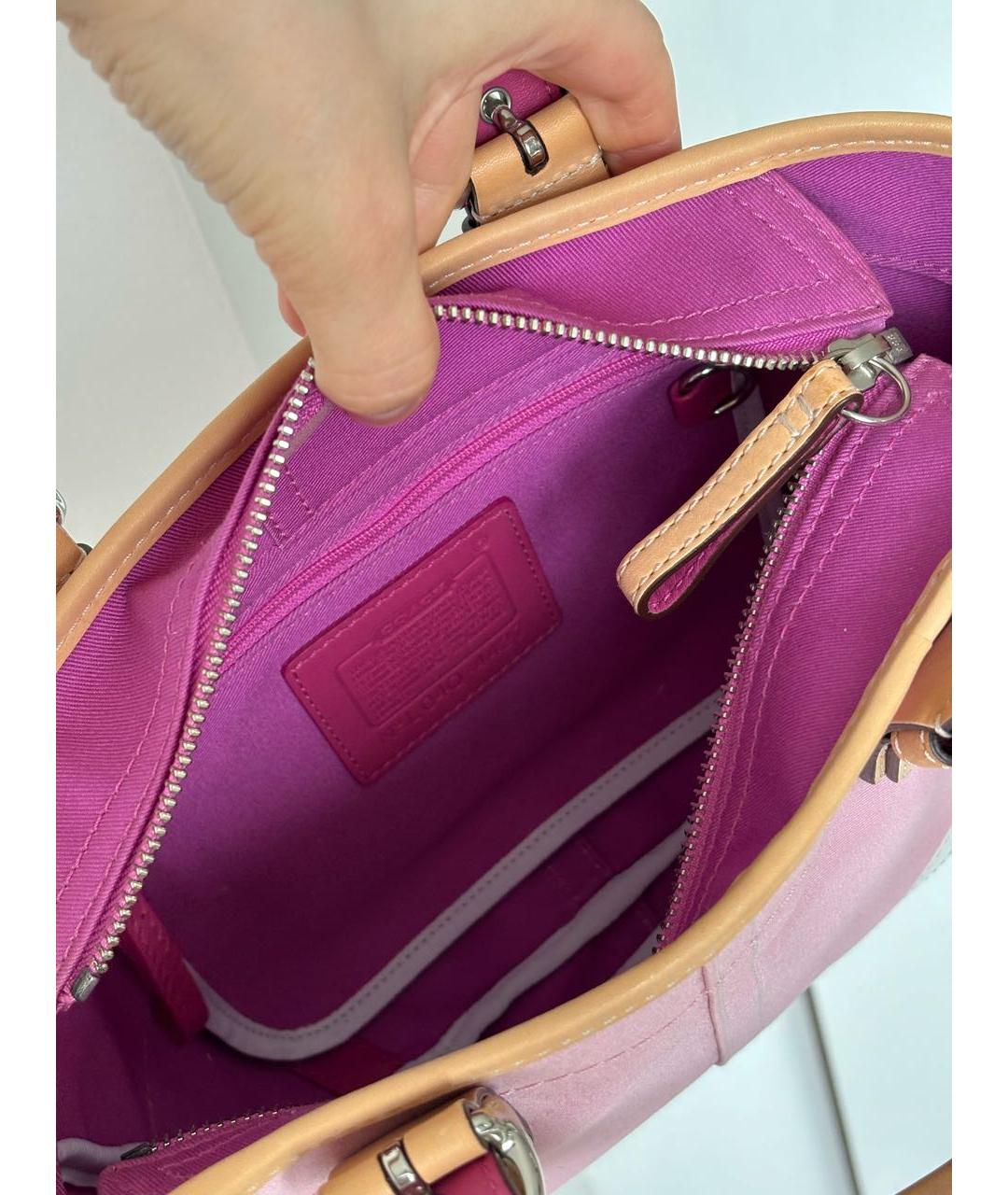 COACH Розовая кожаная сумка тоут, фото 4