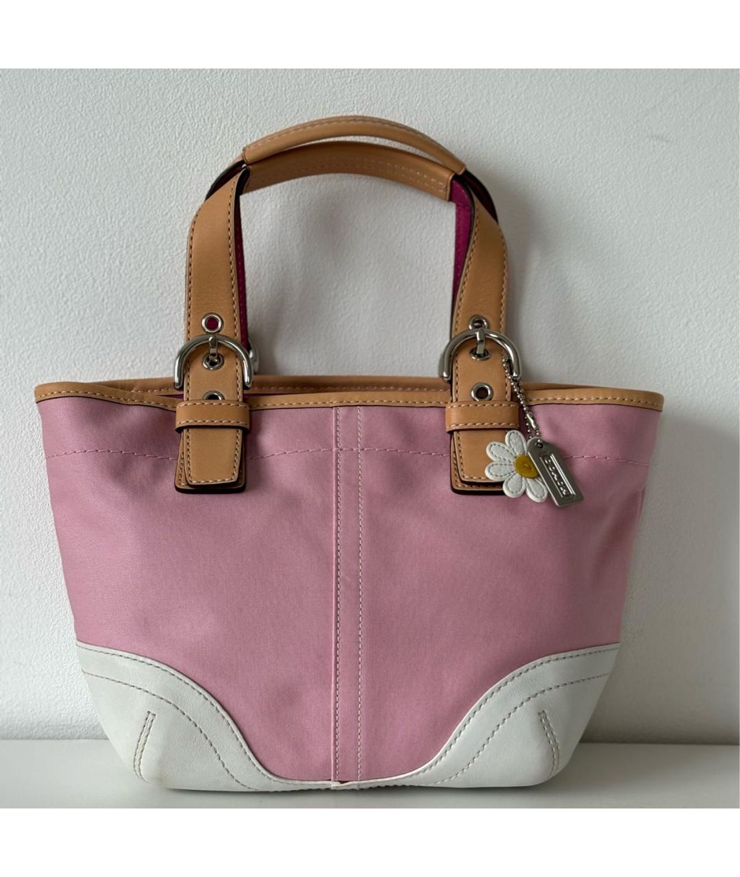 COACH Розовая кожаная сумка тоут, фото 9