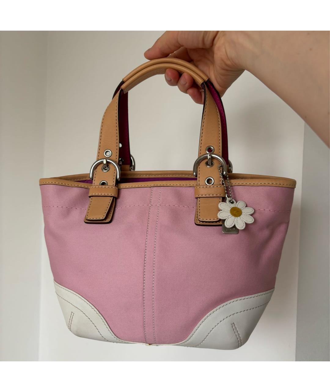 COACH Розовая кожаная сумка тоут, фото 8