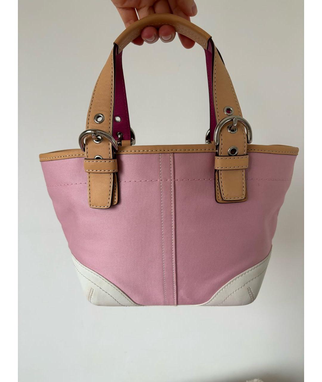 COACH Розовая кожаная сумка тоут, фото 3