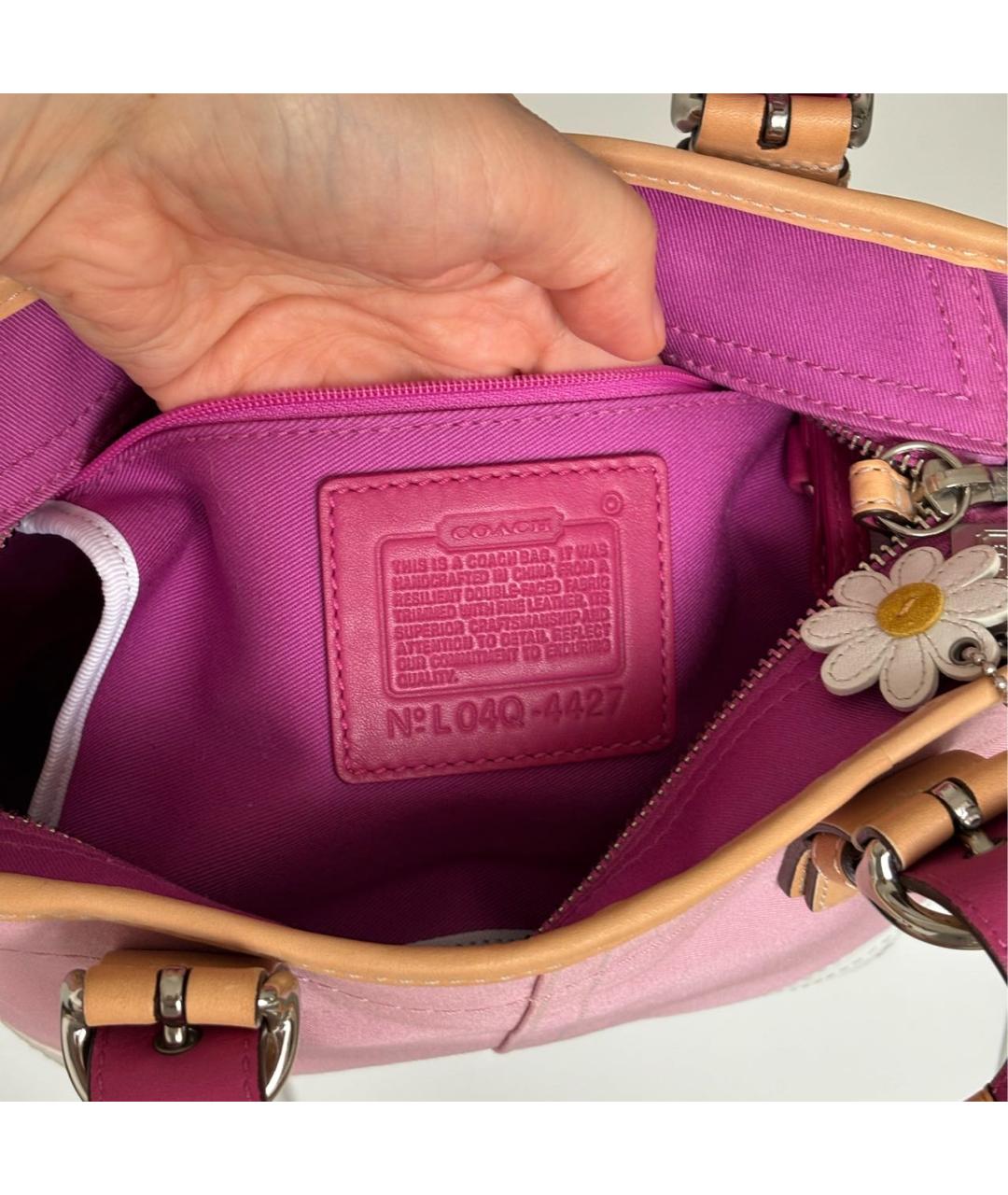 COACH Розовая кожаная сумка тоут, фото 6