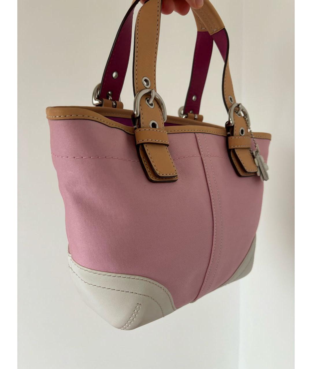 COACH Розовая кожаная сумка тоут, фото 2