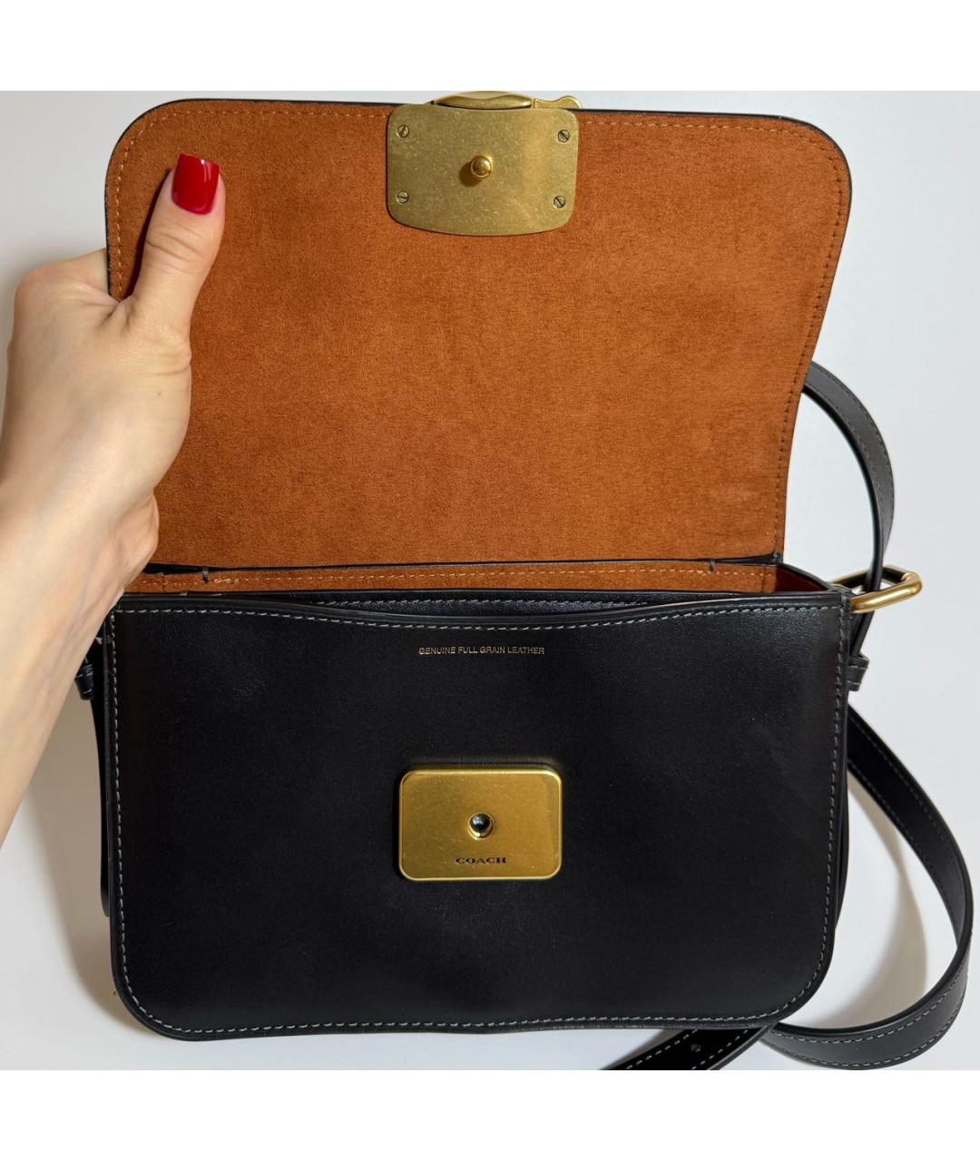 COACH Черная кожаная сумка через плечо, фото 4
