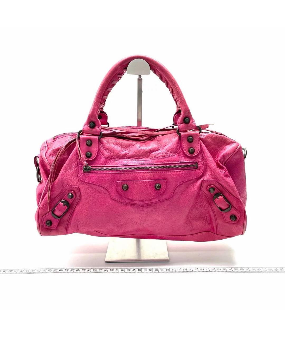 BALENCIAGA Розовая кожаная сумка с короткими ручками, фото 2