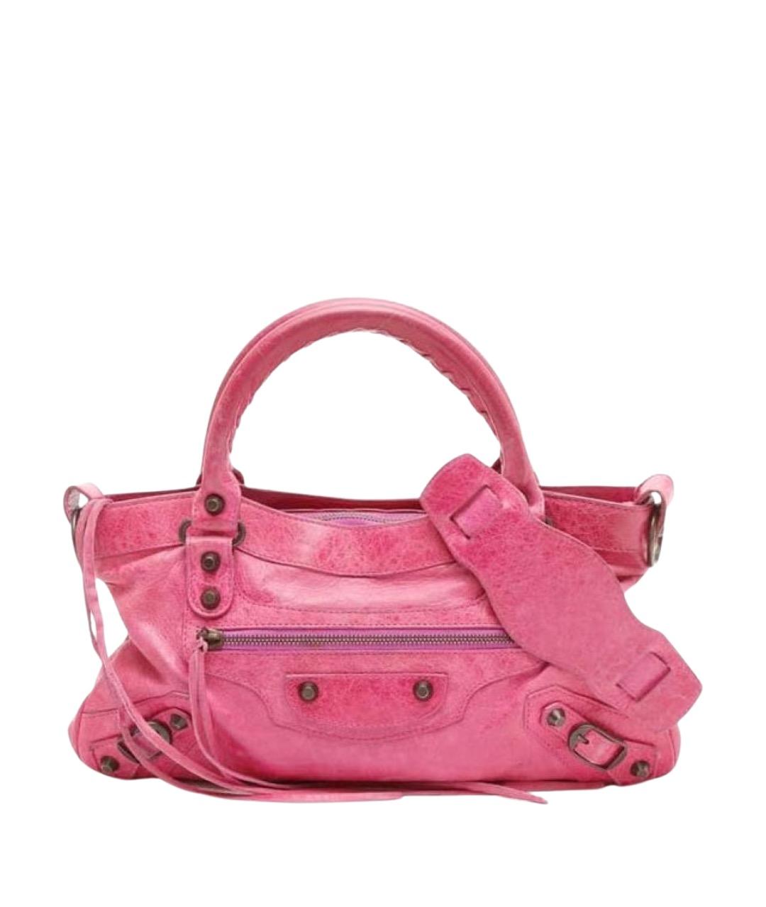 BALENCIAGA Розовая кожаная сумка с короткими ручками, фото 1