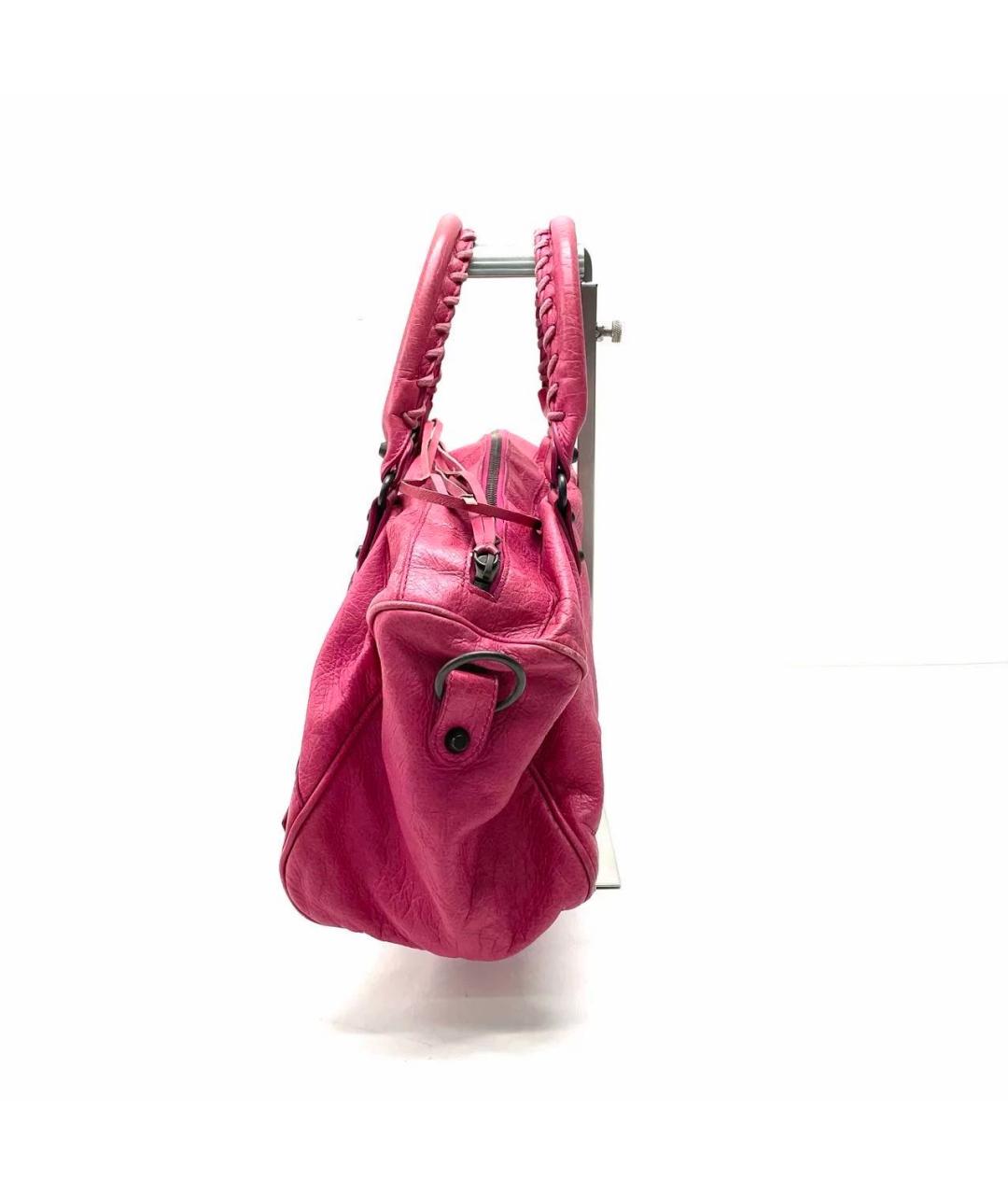 BALENCIAGA Розовая кожаная сумка с короткими ручками, фото 8