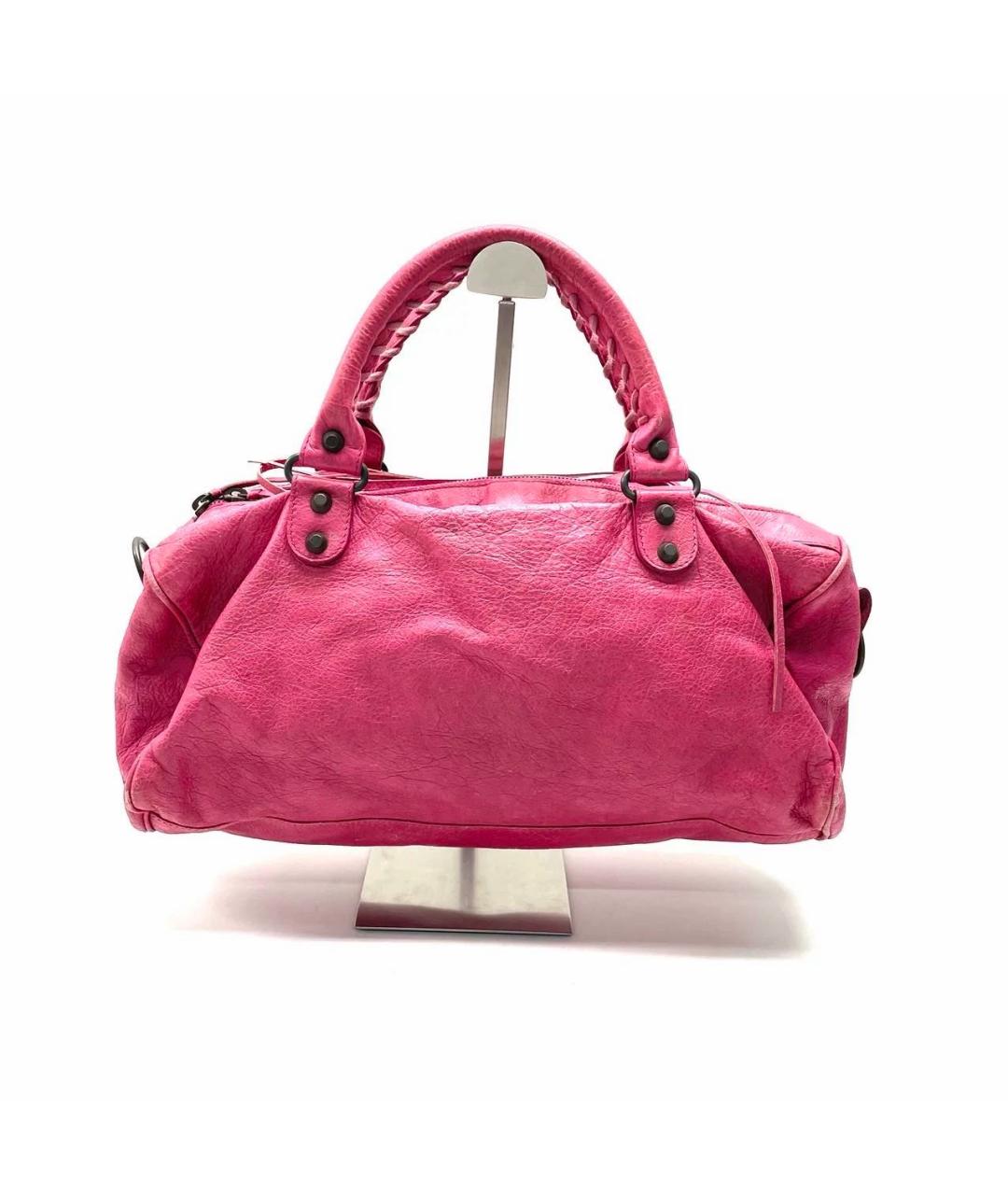 BALENCIAGA Розовая кожаная сумка с короткими ручками, фото 3