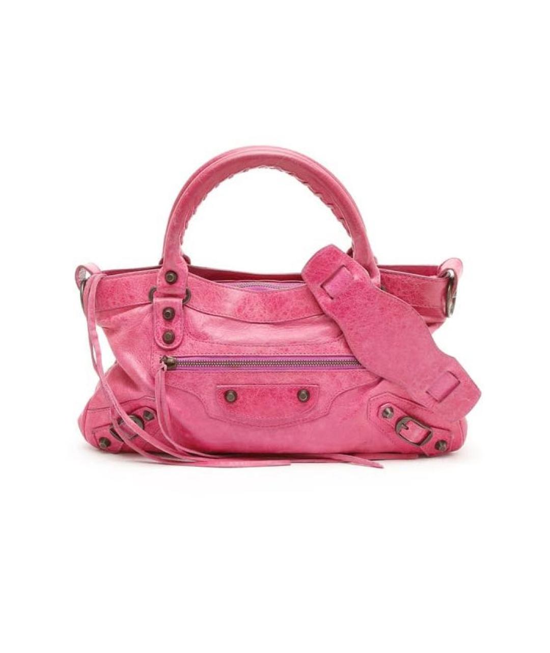 BALENCIAGA Розовая кожаная сумка с короткими ручками, фото 9