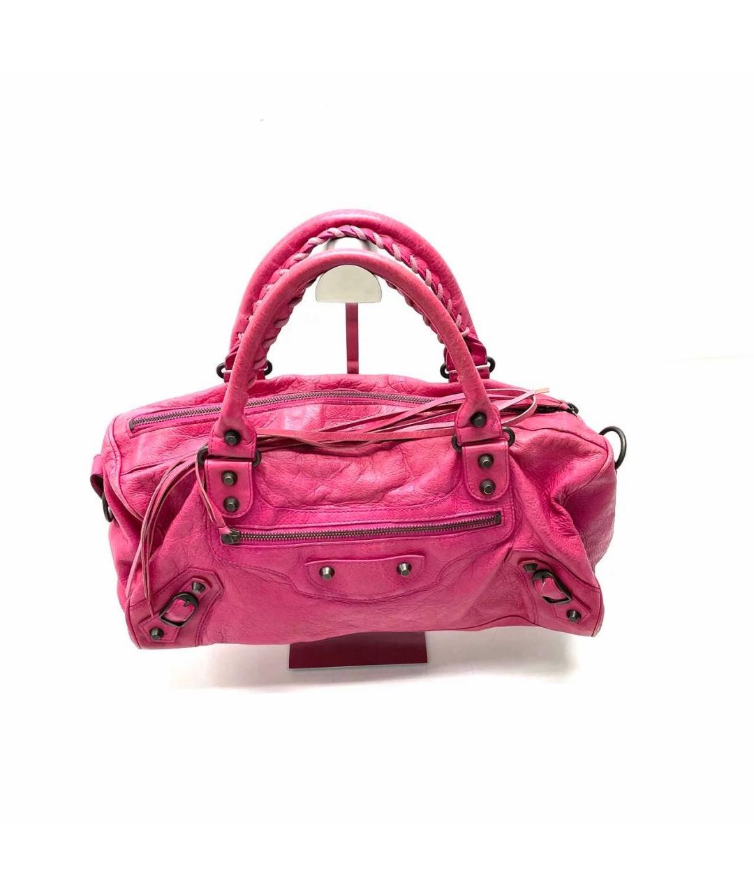 BALENCIAGA Розовая кожаная сумка с короткими ручками, фото 7