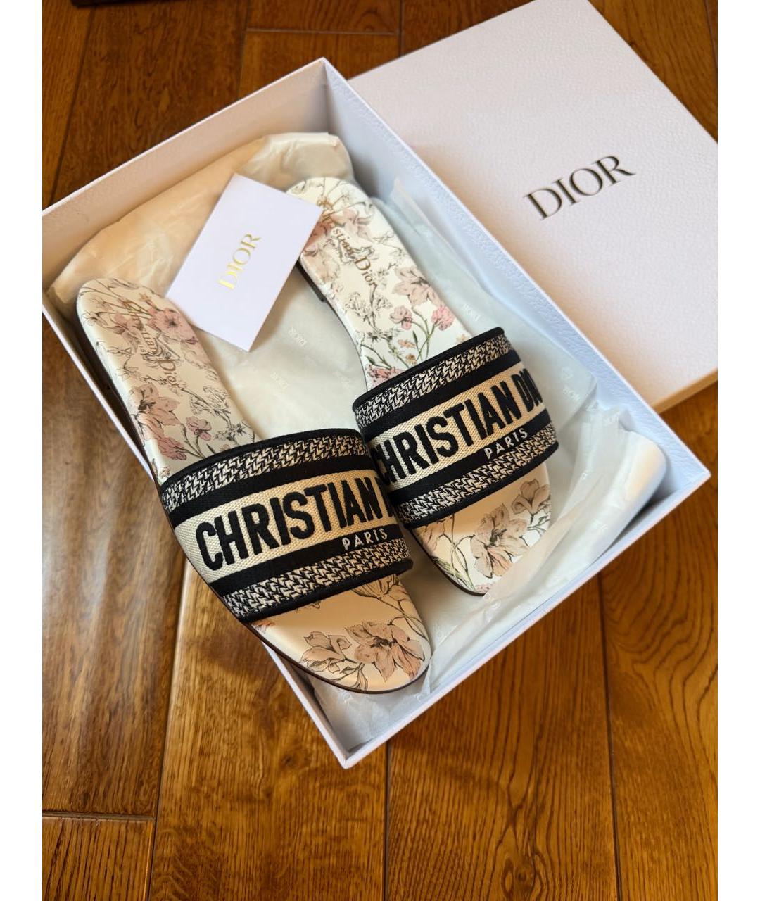 CHRISTIAN DIOR Мульти текстильные шлепанцы, фото 2