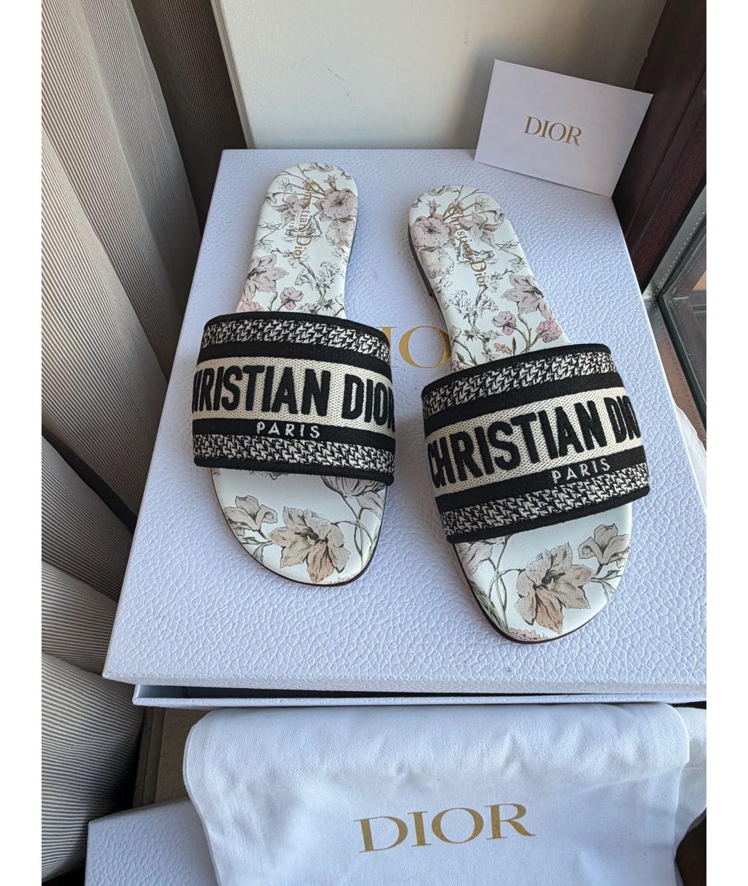 CHRISTIAN DIOR Мульти текстильные шлепанцы, фото 4