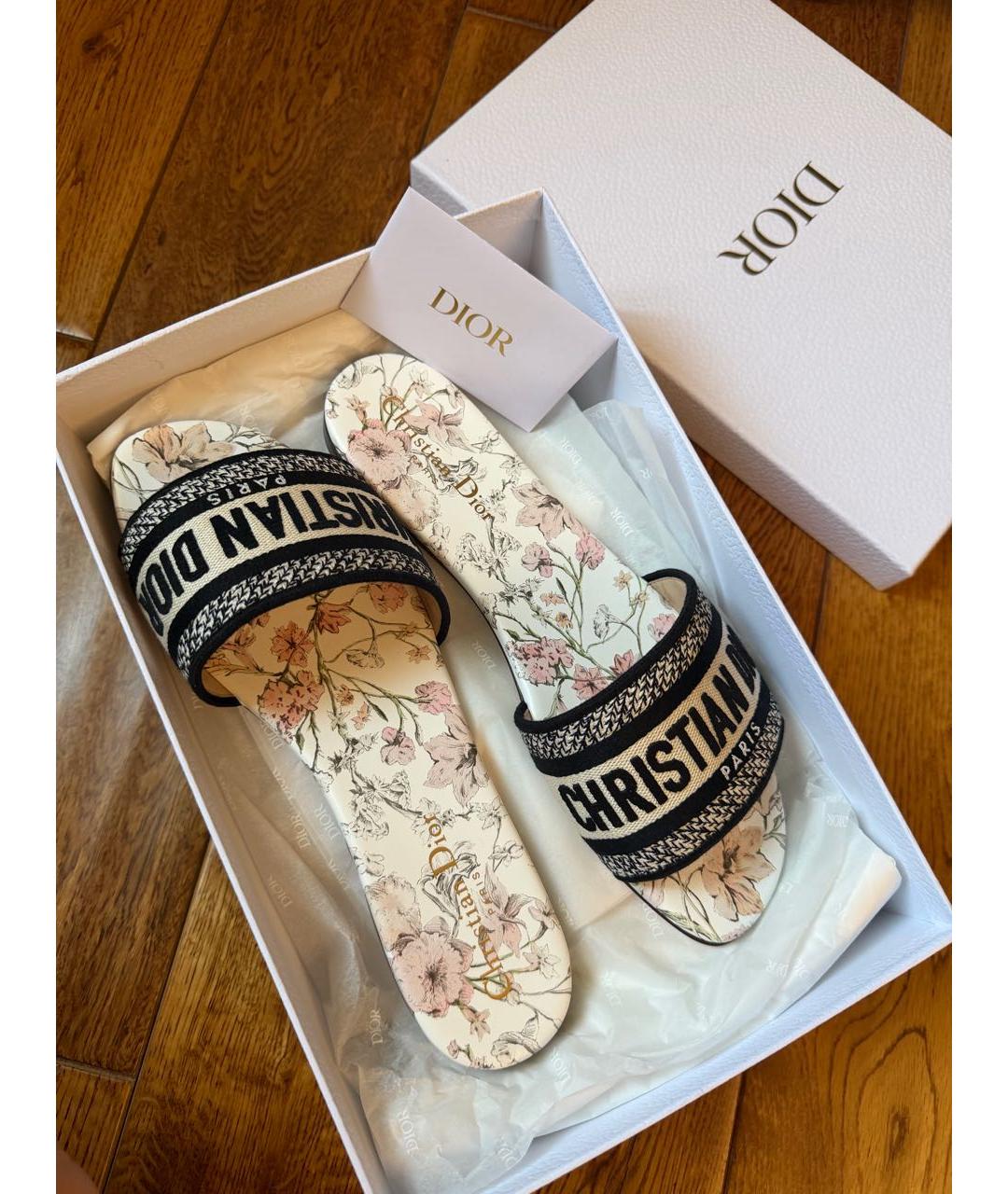 CHRISTIAN DIOR Мульти текстильные шлепанцы, фото 3