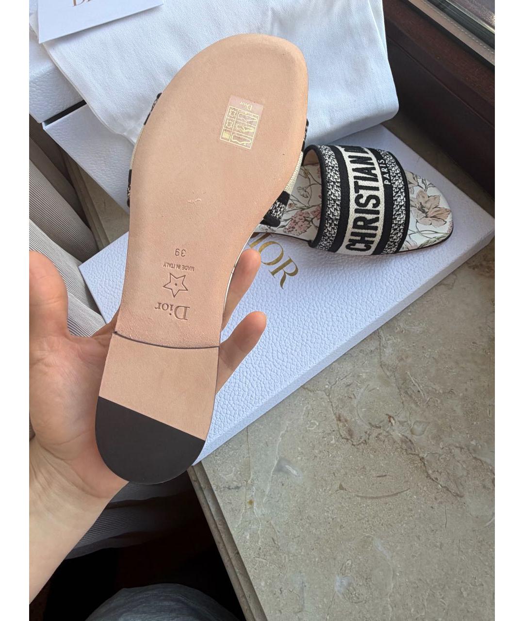 CHRISTIAN DIOR Мульти текстильные шлепанцы, фото 5