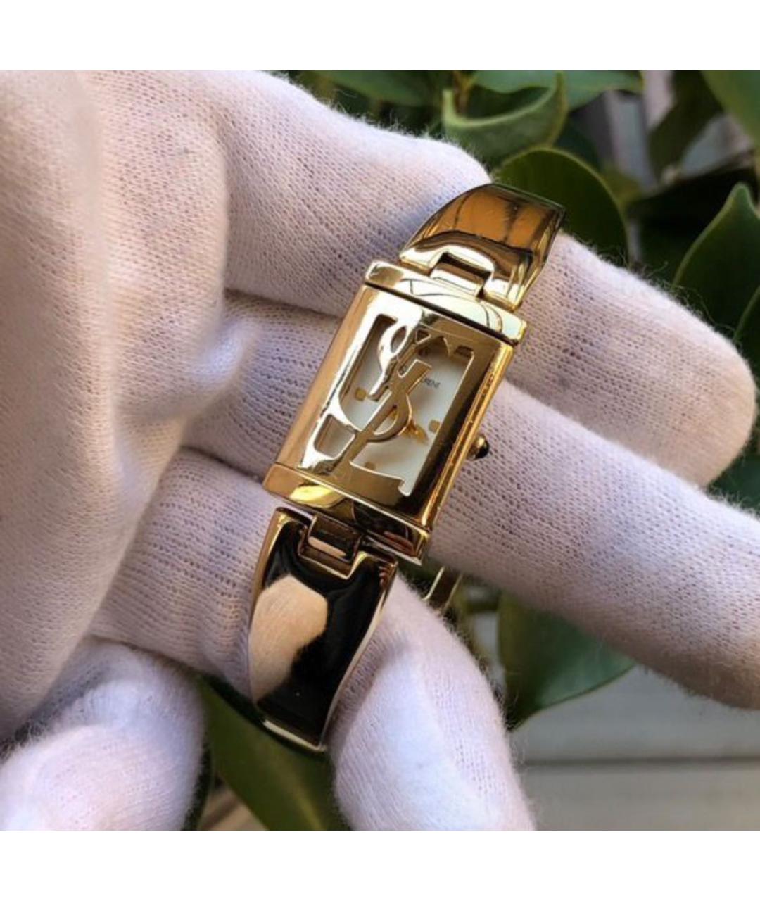 SAINT LAURENT Золотые металлические часы, фото 7
